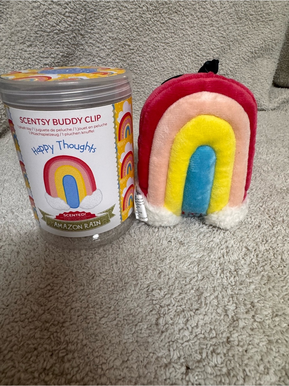 Scentsy Rainbow Happy Thoughts Buddy Clip - Pink, Peach, Yellow, Blue, White
